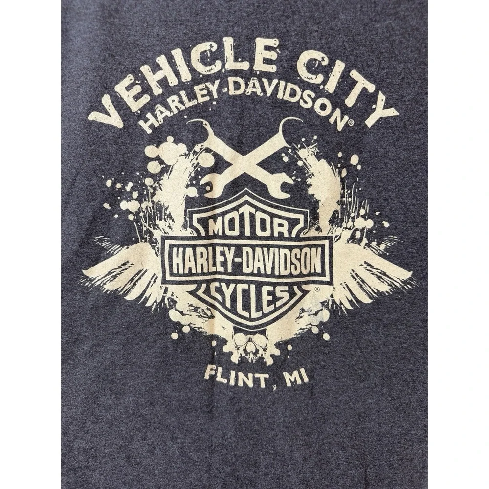 Harley-Davidson Motorcycles Eagle Graphic T-Shirt XL Gray Bravado 2009 Flint MI